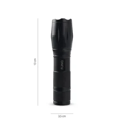 FlinQ Militaire Zaklamp - Zaklamp Led - 1000 Meter - Aluminium - 2-pack - Zwart