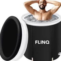 FlinQ Opblaasbaar Ijsbad - Ice Bath - Opvouwbaar Zitbad voor Volwassenen - incl afdekhoes - Zwart