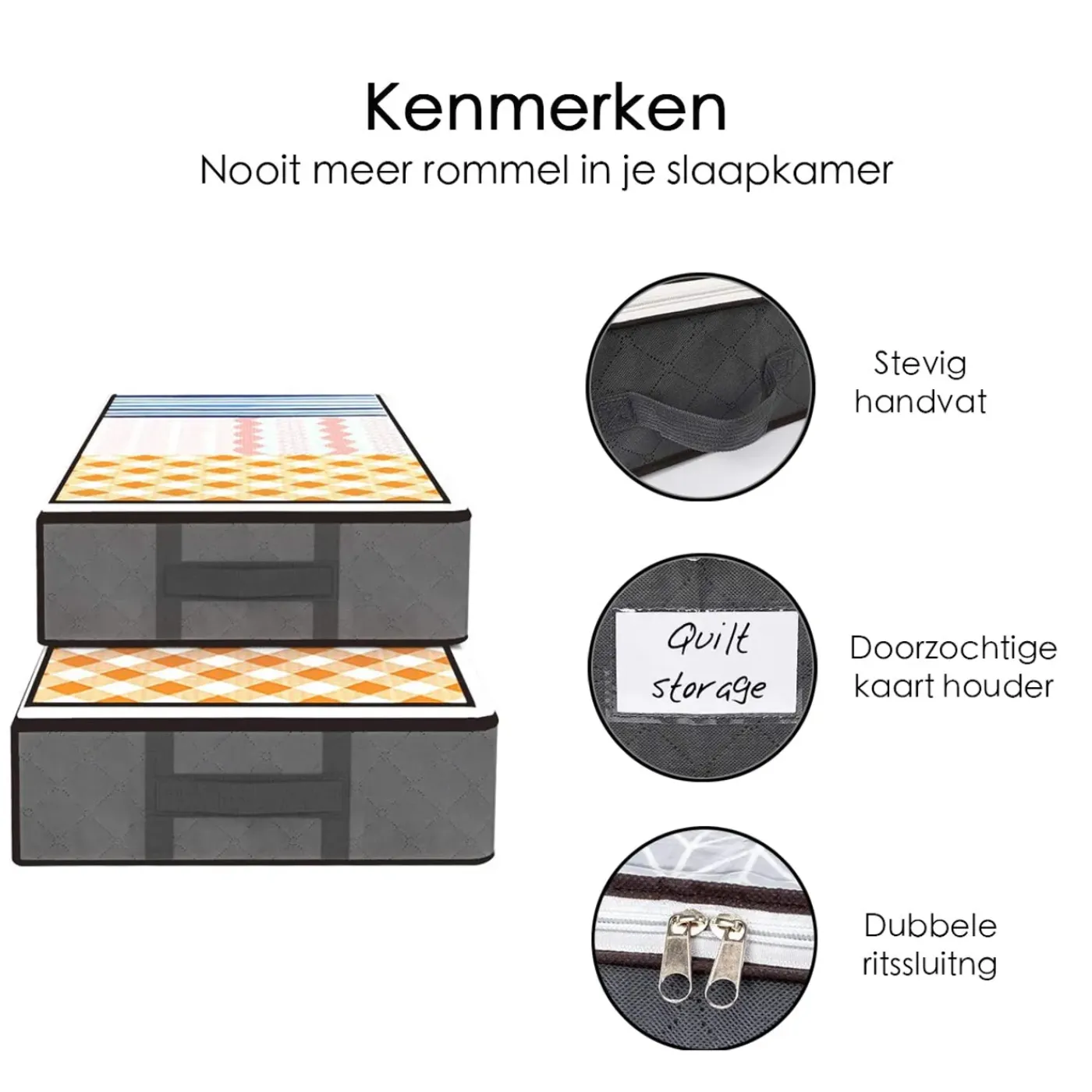 FLOKOO - Bed Organizer - Ruime Opbergzakken - Grijs - 3 Stuks - Onderbed Tas