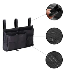 FLOKOO - Bedside Opslag Zwart - Opbergzak Voor Naast Bed - Bedside Pocket