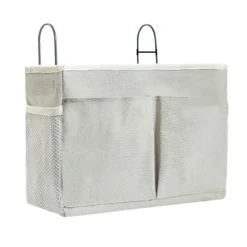 Flokoo - Bedside Pocket - Bed Opbergzak - Katoen - Lichtgrijs