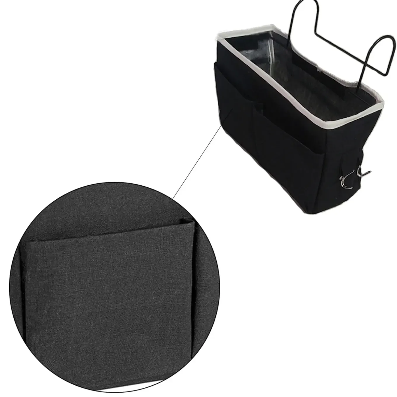 Flokoo - Bedside Pocket - Bed Opbergzak - Katoen - Zwart