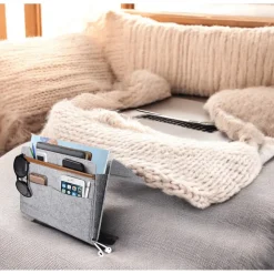 FLOKOO - Bedside Pocket - Licht Grijs - Vilten Opbergzak Voor Bed Of Bank