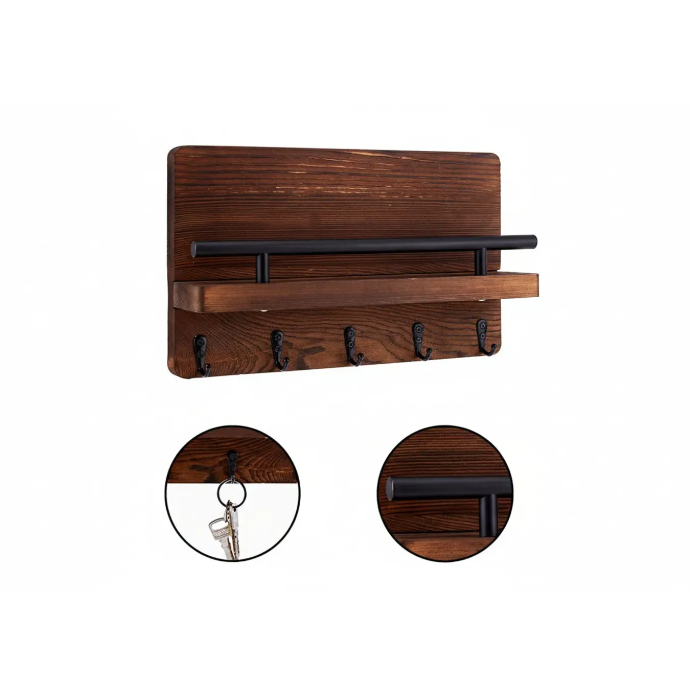 Flokoo - Organizador De Llaves De Madera - Modern Y Funcional - 30 X 18 Cm