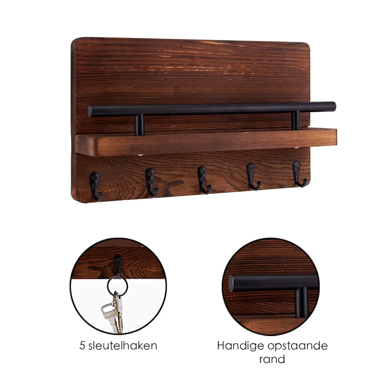 Flokoo - Organizador De Llaves De Madera - Modern Y Funcional - 30 X 18 Cm