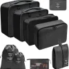 FLOKOO - Packing Cubes - Zwart - 9-delige Set - Packing Cubes Compression