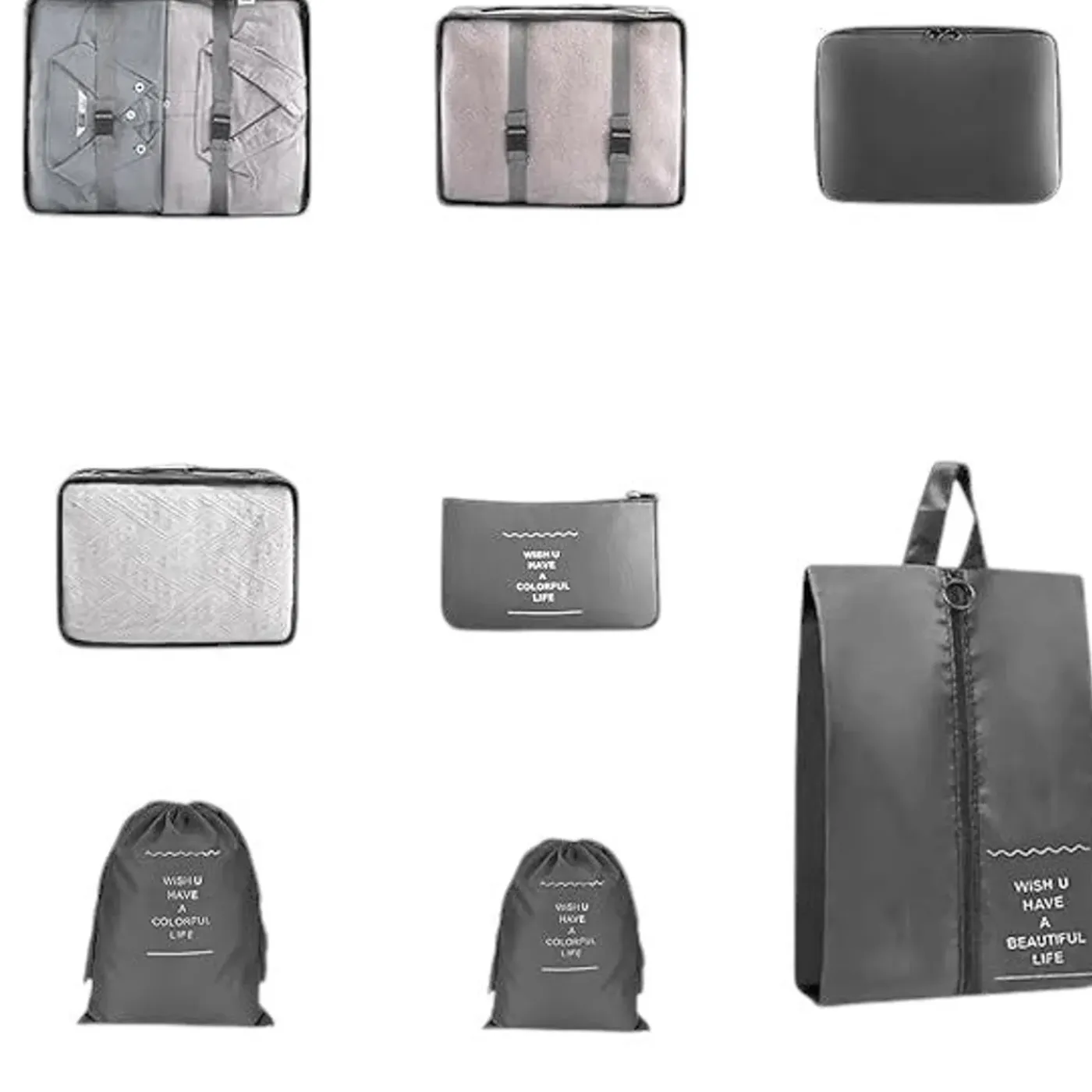 FLOKOO - Packing Cubes - Zwart - 9-delige Set - Packing Cubes Compression