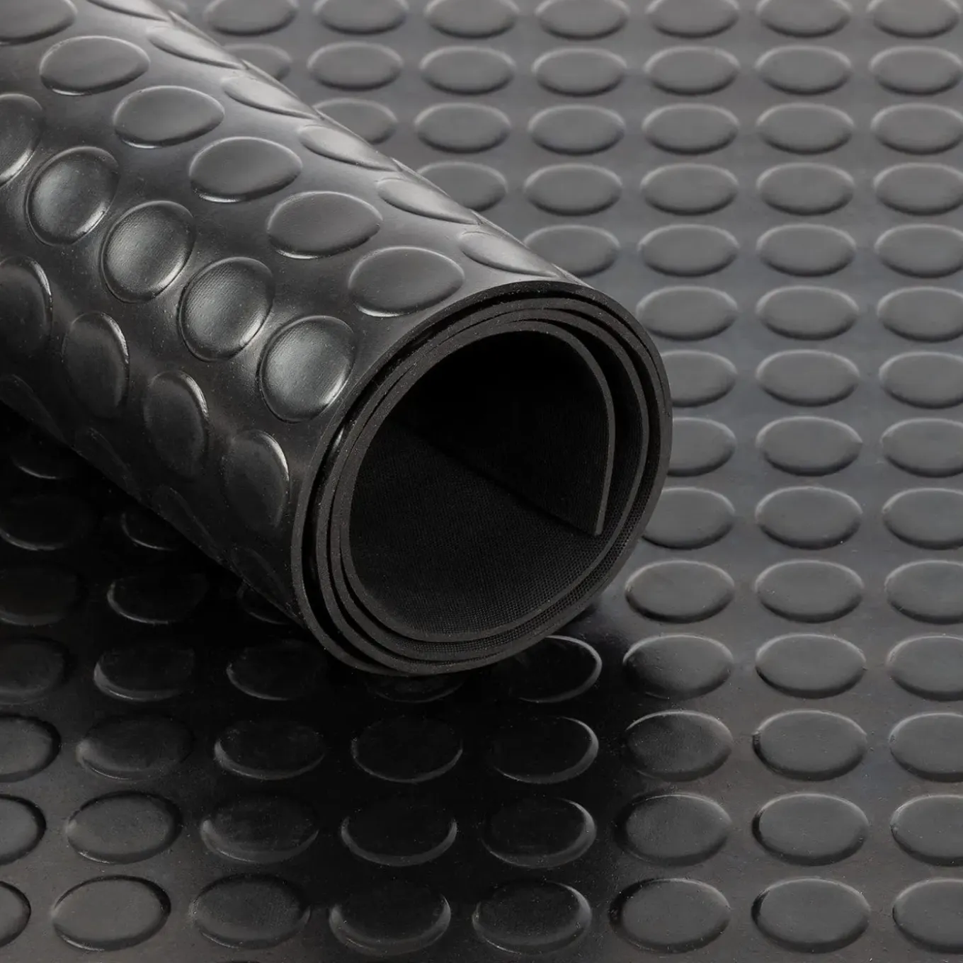 Floordirekt - Rubber Loper, Rubbermat, Circel, 3 Mm, Zwart, 120 X 200 Cm