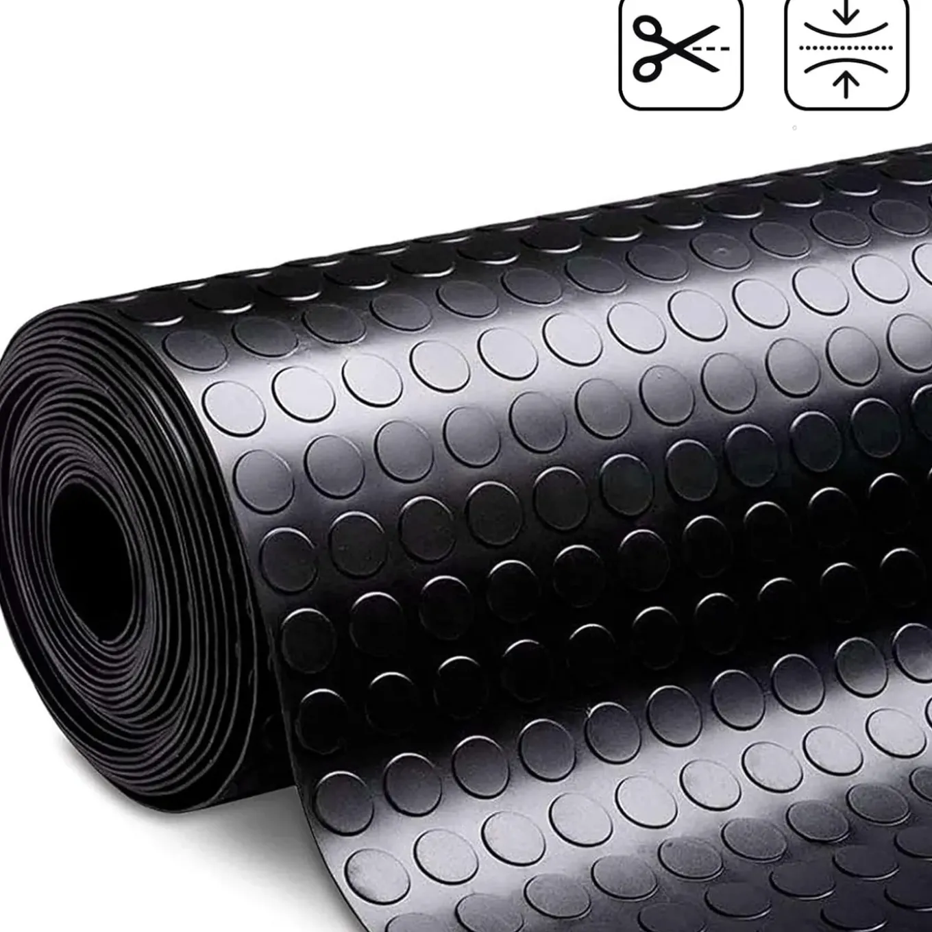 Floordirekt - Rubber Loper, Rubbermat, Circel, 3 Mm, Zwart, 120 X 100 Cm