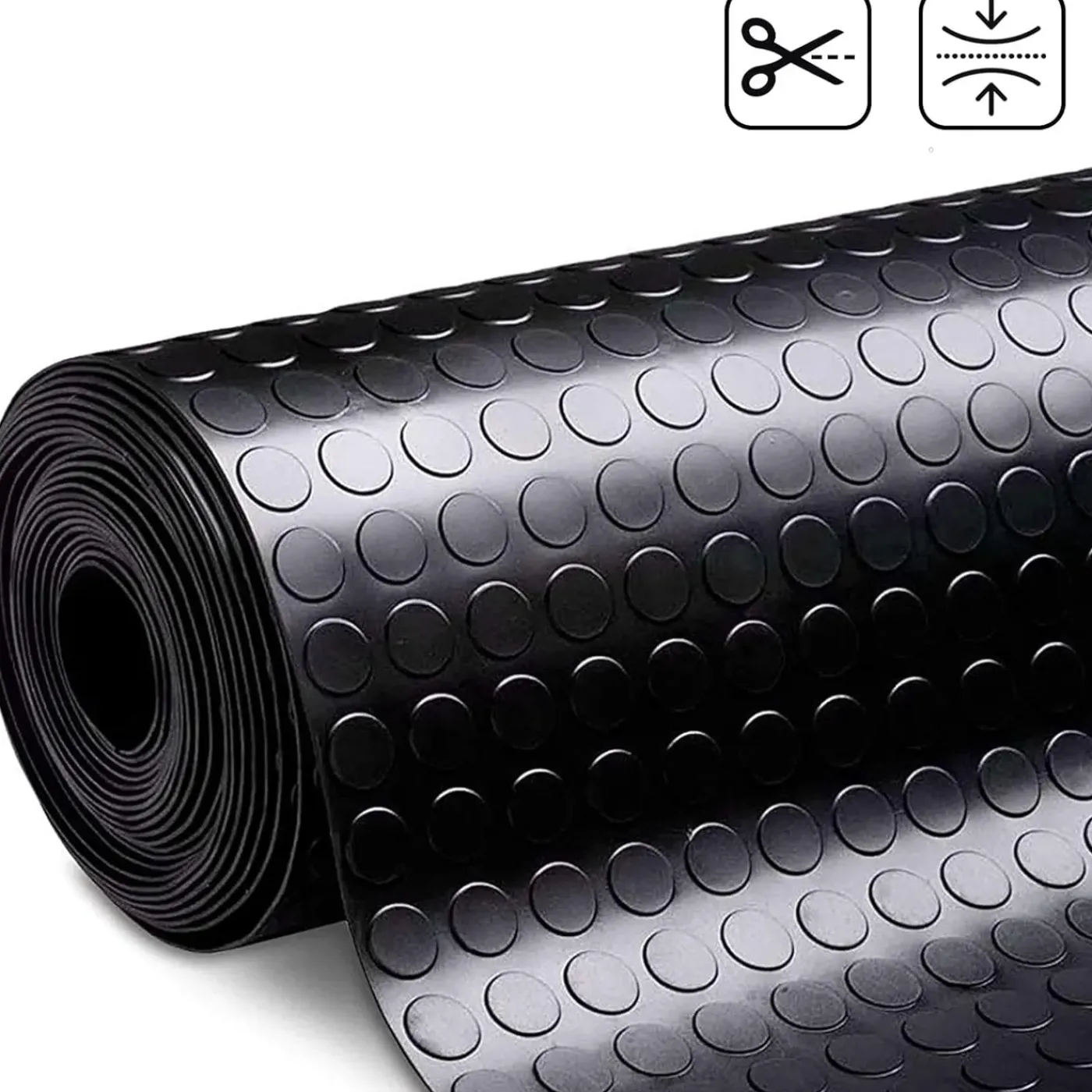 Floordirekt - Rubber Loper, Rubbermat, Circel, 3 Mm, Zwart, 120 X 150 Cm