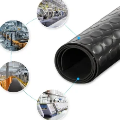 Floordirekt - Rubber Loper, Rubbermat, Circel, 3 Mm, Zwart, 100 X 100 Cm
