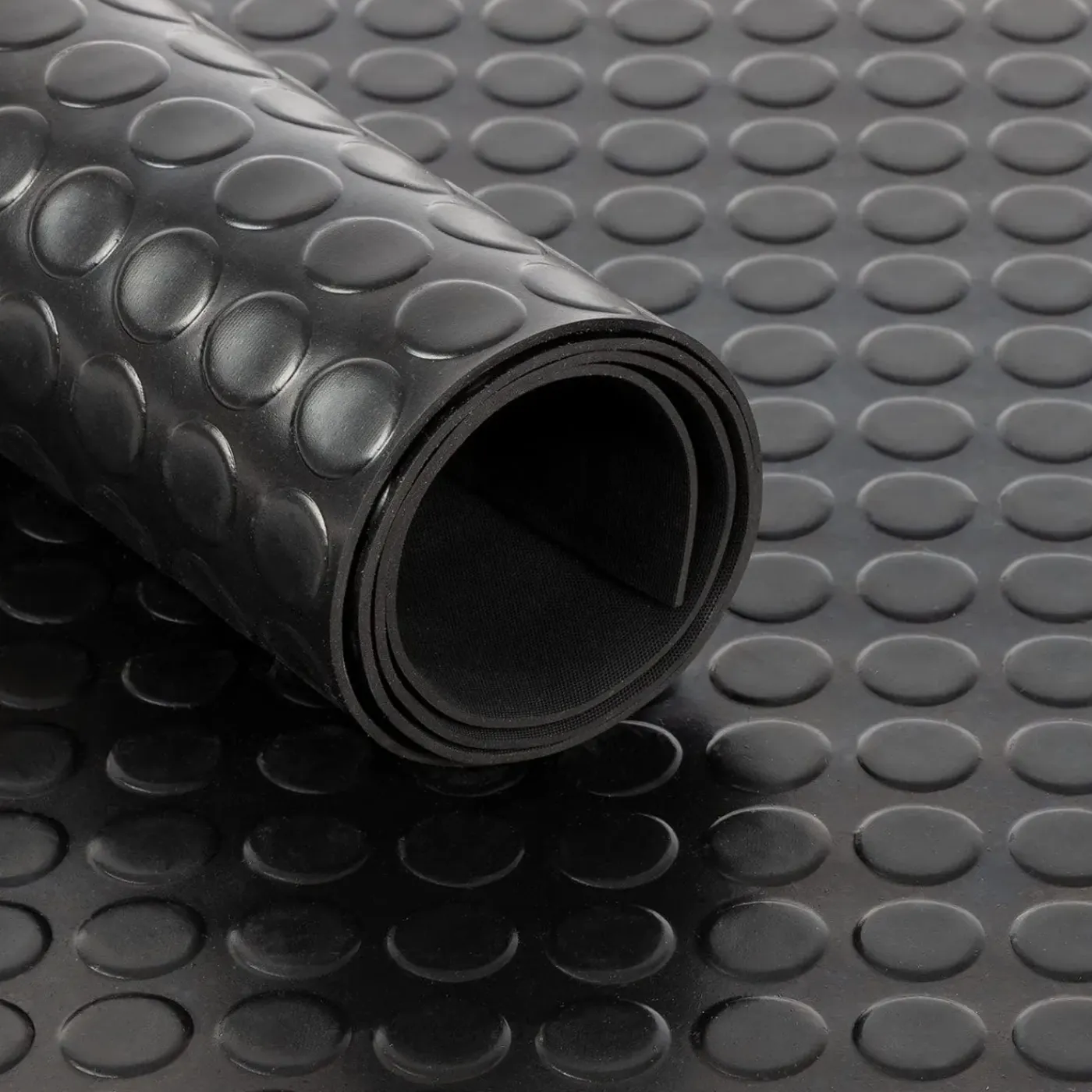 Floordirekt - Rubber Loper, Rubbermat, Circel, 3 Mm, Zwart, 120 X 450 Cm
