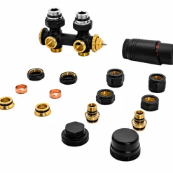 FLUIDHEAT - Universele Thermostatische Aansluitset Voor Radiator - Antraciet - 50 Mm