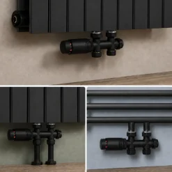 FLUIDHEAT - Universele Thermostatische Aansluitset Voor Radiator - Antraciet - 50 Mm