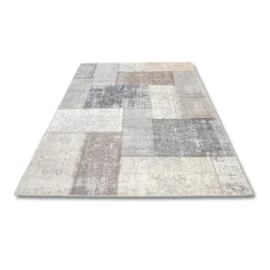 Flycarpets Burano Patchwork Vloerkleed - Beige/grijs/taupe - Laagpolig Tapijt - 160x230 Cm