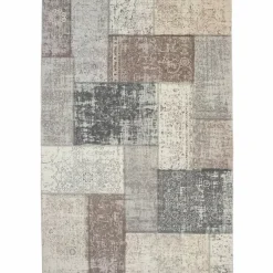 Flycarpets Burano Patchwork Vloerkleed - Beige/grijs/taupe - Laagpolig Tapijt - 160x230 Cm