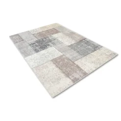 Flycarpets Burano Patchwork Vloerkleed - Beige/grijs/taupe - Laagpolig Tapijt - 160x230 Cm