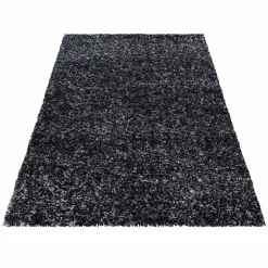 Flycarpets Hoogpolig vloerkleed - Lorium gemeleerd antraciet/wit/grijs 160 X 230 CM