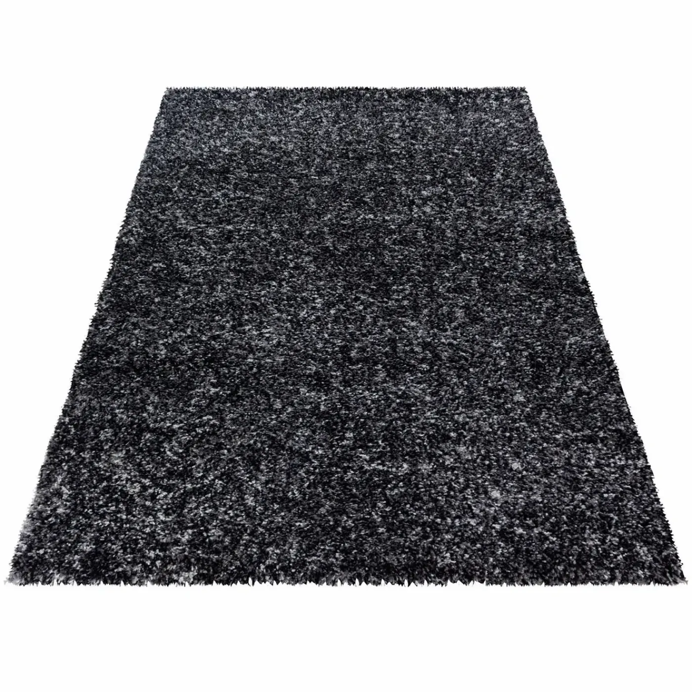 Flycarpets Hoogpolig vloerkleed - Lorium gemeleerd antraciet/wit/grijs 160 X 230 CM
