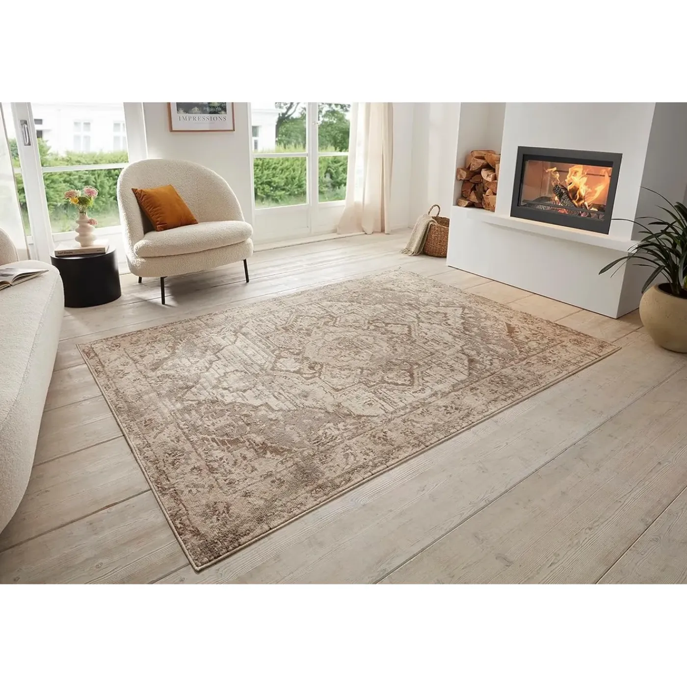 Flycarpets Vintage vloerkleed - Sand Beige 200 X 280 CM
