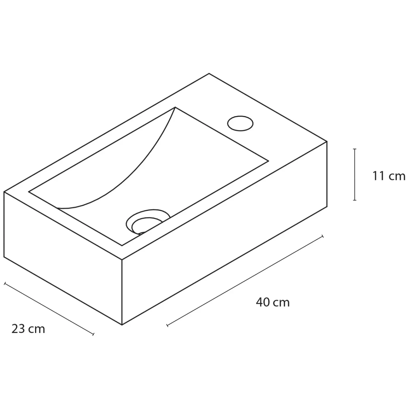 Differnz Fonteinset Cheops Natuursteen wasbak 40 x 23 x 11 CM