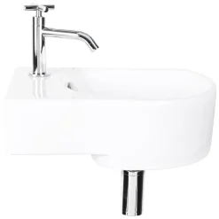 Differnz Fonteinset (Links) Apollo Keramiek wasbak wit 41 x 27 x 14 cm