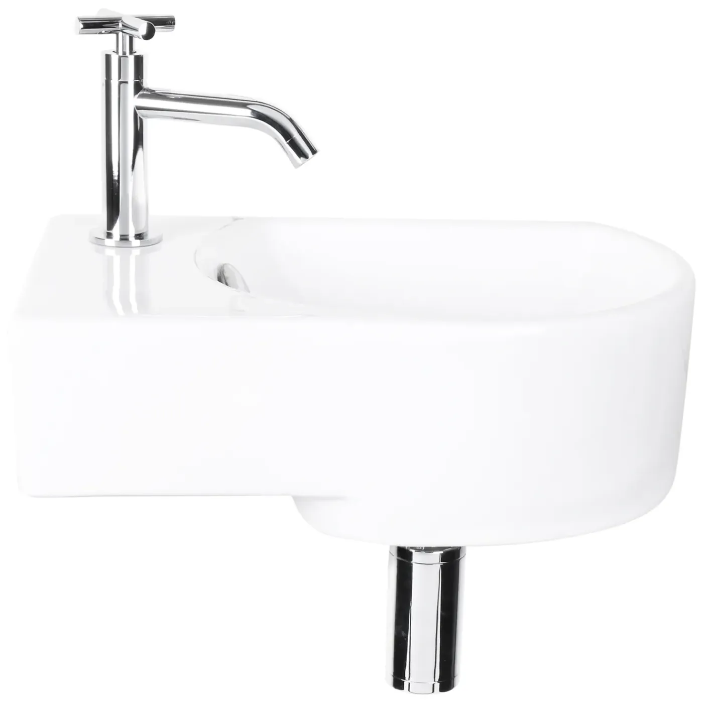 Differnz Fonteinset (Links) Apollo Keramiek wasbak wit 41 x 27 x 14 cm