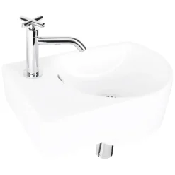 Differnz Fonteinset (Links) Apollo Keramiek wasbak wit 41 x 27 x 14 cm