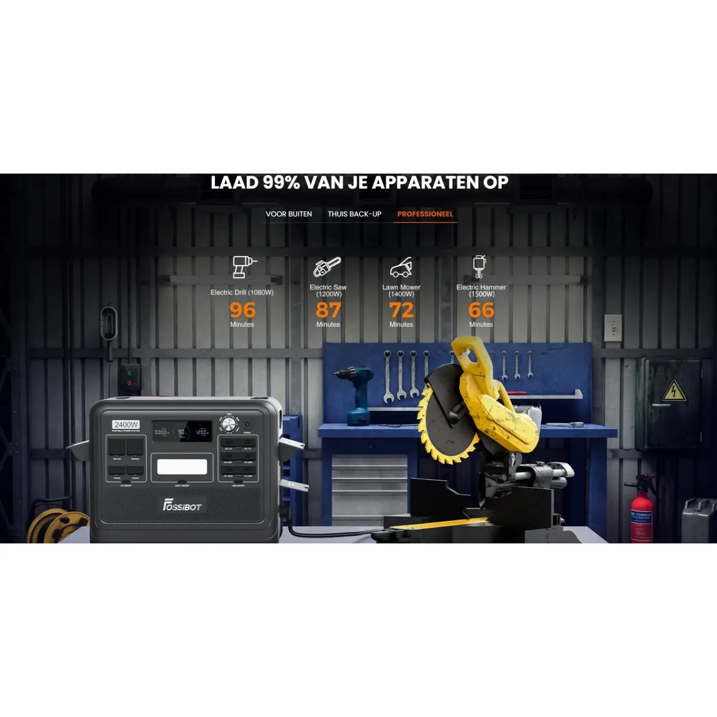 FOSSiBOT F2400 Draagbaar Powerstation - 2400W 2048Wh LiFePO4 Welektrische generator-5 jaar garantie