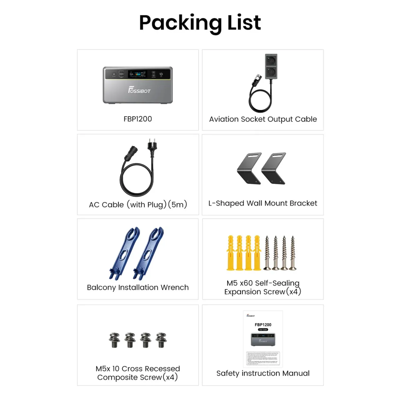 FOSSiBOT-FPB1200-1958Wh-Balkonzonnepanelen Systeem+3×FBP1200-B Accu 6500 Laadcycli, Plug&Play