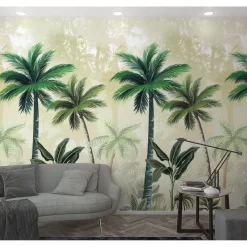 Fotobehang Smart Art Palmbomen - Groen - Beige - 2,70 m x 159 cm
