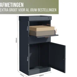 4gardenz Pakketbrievenbus Xxl Met Slot - Pakketbox Extra Groot - Antraciet Met Houtlook