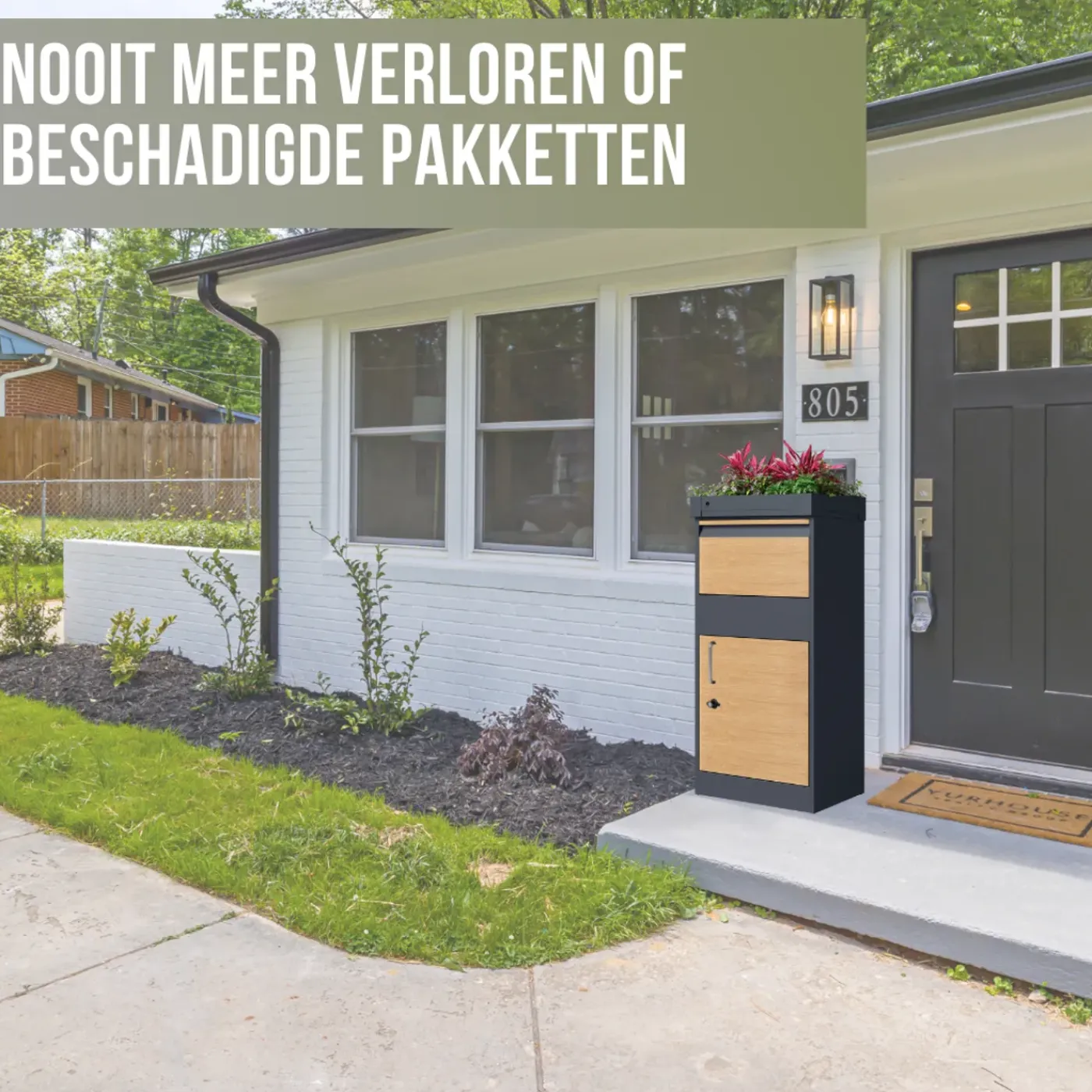 4gardenz Pakketbrievenbus Xxl Met Slot - Pakketbox Extra Groot - Antraciet Met Houtlook