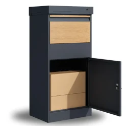 4gardenz Pakketbrievenbus Xxl Met Slot - Pakketbox Extra Groot - Antraciet Met Houtlook
