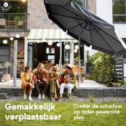 4gardenz Parasol Rond 300 Cm Met Volant - Kantelbaar - Upf50+ - Antraciet