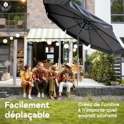 4gardenz Parasol Rond 300 Cm Met Volant - Kantelbaar - Upf50+ - Antraciet