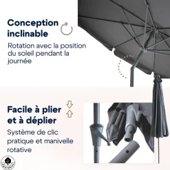 4gardenz Parasol Rond 300 Cm Met Volant - Kantelbaar - Upf50+ - Antraciet