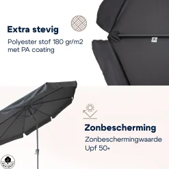 4gardenz Parasol Rond 300 Cm Met Volant - Kantelbaar - Upf50+ - Antraciet