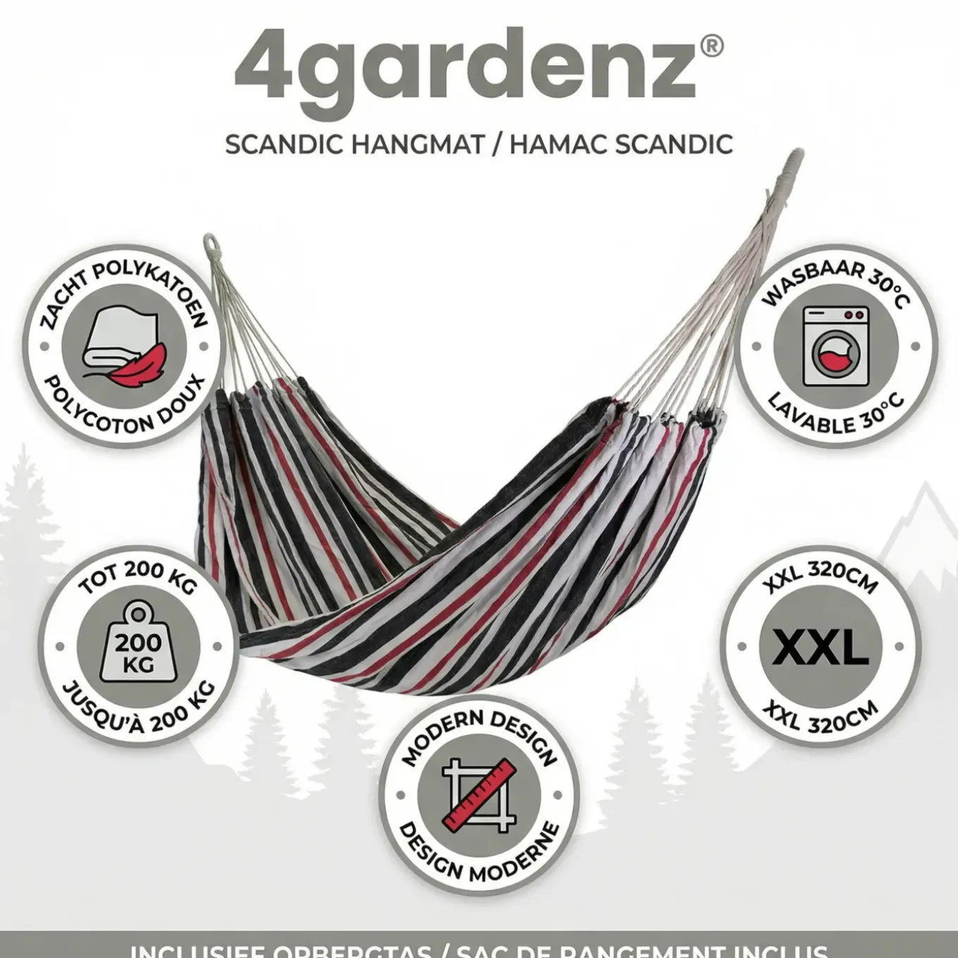 4gardenz Scandic Hangmat Polykatoen 320x150 Cm -- Comfortabel & Sterk