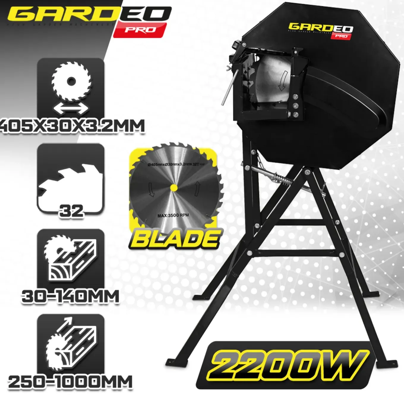 Gardeo Pro - Elektrische Houtzaag 2200 W ? Zaagblad 405 Mm