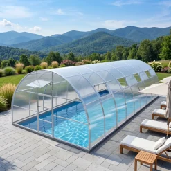 Garten Dream - Zwembad Overkapping - Nero - 5x10m - Verzinkt Staal - 10mm Polycarbonaat
