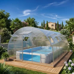 Garten Dream - Zwembad Overkapping - Nero - 5x6m - Verzinkt Staal - 10mm Polycarbonaat