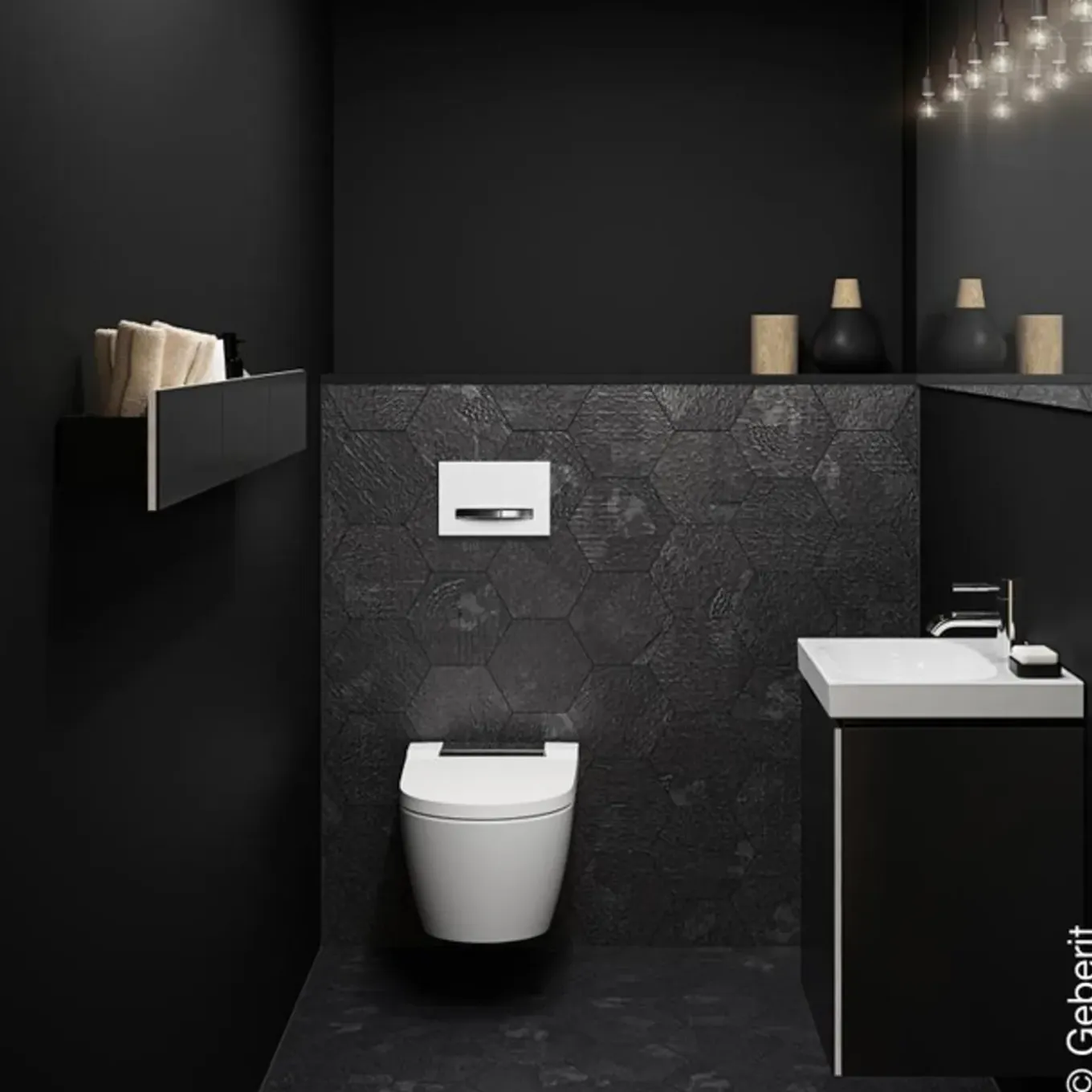 Geberit Aquaclean Sela Douche-wc – Oriëntatielicht & Ladydouche – Wit, Designafdekking Chroom