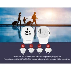 Gembird - Universele Reisstekkerset Met Usb Lader, 20 W, Wit