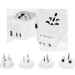 Gembird - Universele Reisstekkerset Met Usb Lader, 20 W, Wit