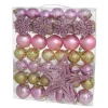 Gerimport Kerstballen - Piek - 57 Delig - Roze/goud - Kunststof