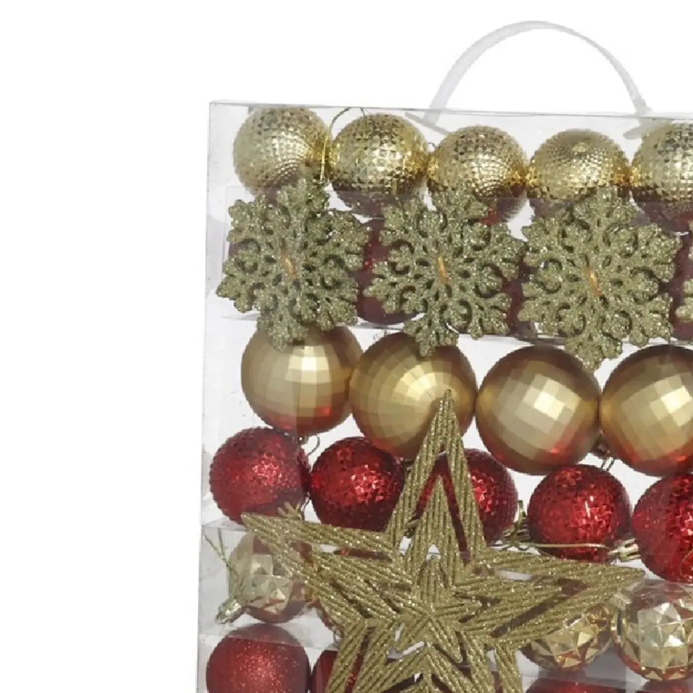Gerimport Kerstballen - Ster Piek - 57x - Rood/goud - Kunststof