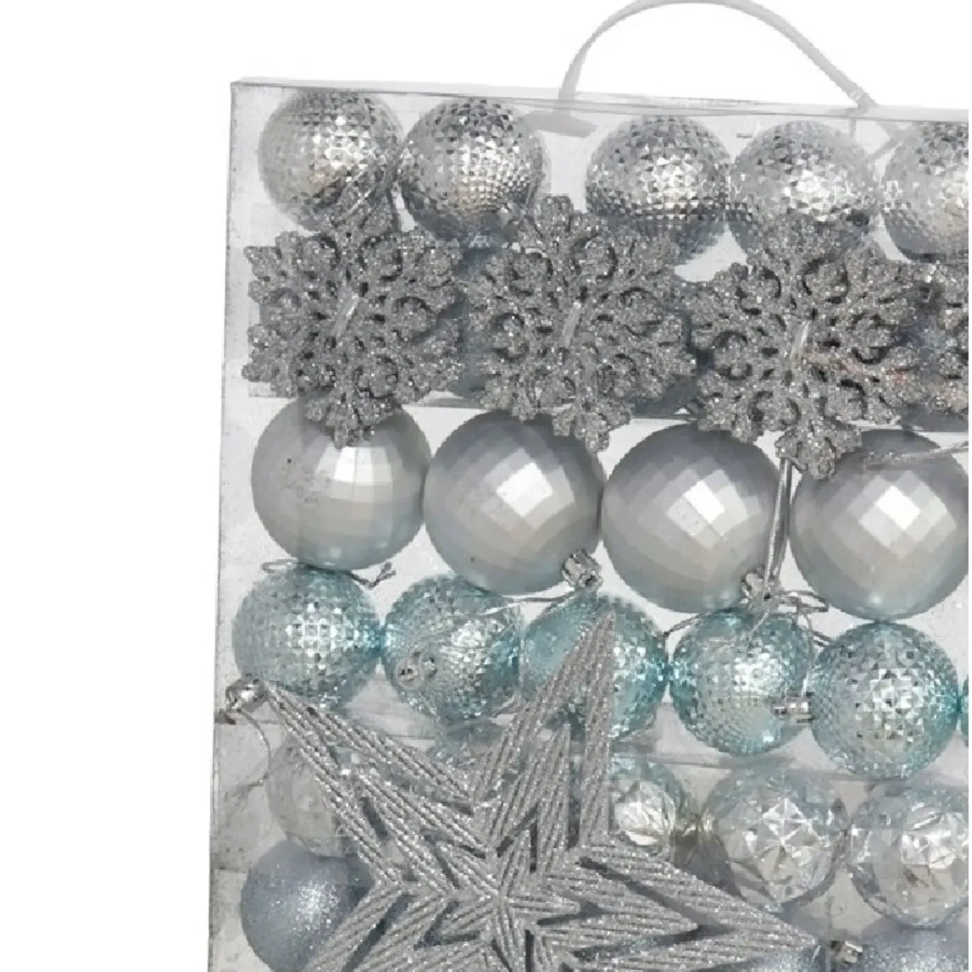 Gerimport Kerstballen - Ster Piek - 57x - Zilver/blauw