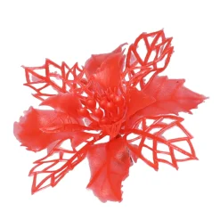 Gerimport Kerstboom Bloemen Op Clip - 6x - Rood - Kunststof