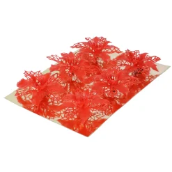 Gerimport Kerstboom Bloemen Op Clip - 6x - Rood - Kunststof